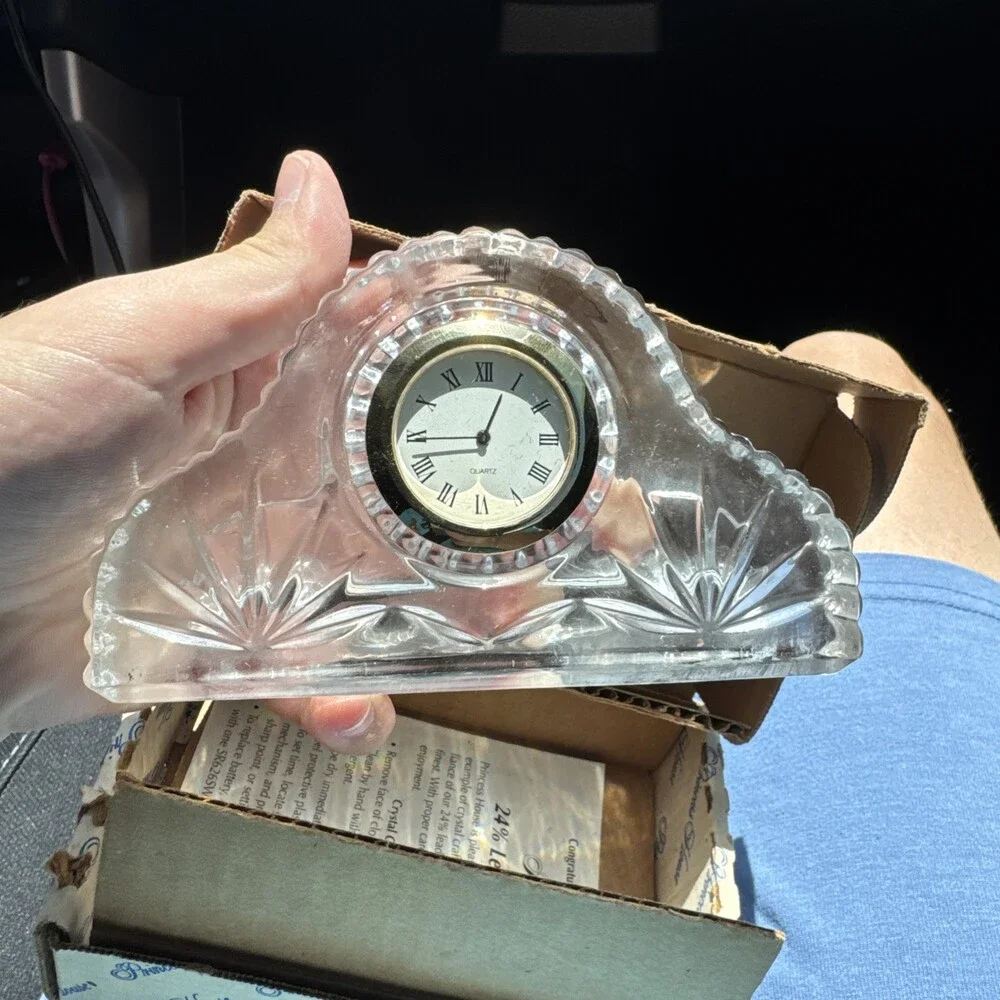 Princess House Lead Crystal Small Mantel Clock 851 with Box